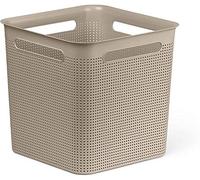 Rotho, Brisen, Storage box 18 l with hole pattern, Plastic (PP) BPA-free, cappuccino, 18l (29,1 x 29,1 x 28,1 cm)
