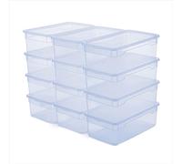 Rotho Clear Box Set of 12 Storage Boxes 5 L with Lid, Space-Saving Stackable 33 x 19 x 11 cm, Transparent Blue