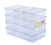 Rotho Clear Shoe Storage Box Set 12 x 5 L Storage Boxes with Lids Blue | Stackable Storage Boxes, 12 Shoe Boxes of 5 L, Transparent Blue, Securely Closing Lids, Space-Saving, Easy-Care Design