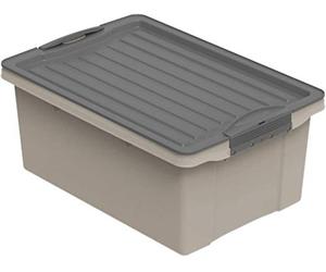 Rotho, Compact, Storage box 13 l with lid A4, Plastic (PP recycled) BPA cappuccino/anthracite, A4/13l (39,5 x 27,5 x 18,0 cm)