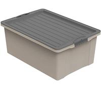 Rotho, Compact, Storage box 38 l with lid A3, Plastic (PP recycled) BPA cappuccino/anthracite, A3/38l (57,0 x 40,0 x 25,0 cm)