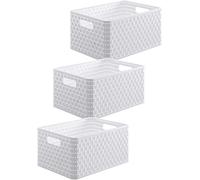 Rotho Country Set of 3 Storage Baskets 6 Litre, Plastic (PP) BPA-free, White, 3 x A5/6 Litre (28.0 x 18.5 x 12.6 cm)