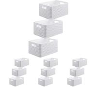 Rotho Country Bathroom Storage Basket Set 3 x 6 L A5 Rattan Look White (Pack of 4)