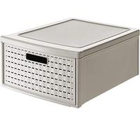 Rotho, Country, Drawer box 19.2 l in rattan-look, Plastic (PP) BPA-free, cappuccino, groß/19,2l (45,0 x 34,0 x 20,0 cm)