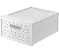 Rotho, Country, Drawer box 8.3 l in rattan-look, Plastic (PP) BPA-free, white, klein/8,3l (35,0 x 26,0 x 14,5 cm)