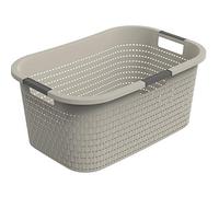 Rotho Country Laundry Basket 40 L, Plastic (PP) BPA-Free, Cappuccino, 40 L (58.0 x 38.9 x 25.1 cm), Beige