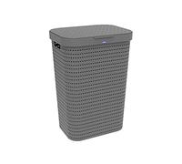 Rotho Country Laundry Basket lid in Rattan-Look, Plastic (PP) BPA-Free, Anthracite, 55l, (42.0 x 32.2 x 57.7 cm)
