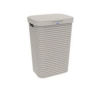 Rotho Country Laundry Basket lid in Rattan-Look, Plastic (PP) BPA-Free, Cappuccino, 55l (42,0 x 32,2 x 57,7 cm)