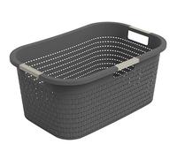 Rotho Country Laundry Basket, Plastic (PP), BPA-Free, Anthracite, 40 litres, Charcoal, 40l (58 x 38,9 x 25,1 cm)