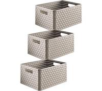 Rotho Country Set of 3 Storage Baskets 18 Litre, Plastic (PP) BPA-free, Cappuccino, 3 x A4/18 Litre (36.8 x 27.8 x 19.1 cm)