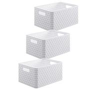 Rotho Country Set of 3 Storage Baskets 18 Litre, Plastic (PP) BPA-free, White, 3 x A4/18 Litre (36.8 x 27.8 x 19.1 cm)