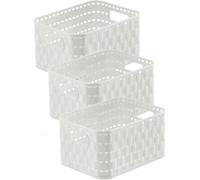 Rotho Country Set of 3 Storage Baskets 2 Litre, Plastic (PP) BPA-free, White, 3