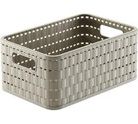 Rotho, Country, Storage basket 4 l in rattan-look A6, Plastic (PP) BPA cappuccino, A6+/4l (23,7 x 15,8 x 10,8 cm)