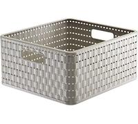 Rotho, Country, Storage box 14 l in rattan-look, Plastic (PP) BPA-free, cappuccino, 14l (32,8 x 30,0 x 16,0 cm)