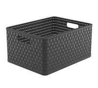 Rotho, Country, Storage box 28l in rattan-look, Plastic (PP) BPA-free, anthracite, A4+/28l (43,0 x 33,0 x 21,5 cm)