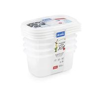 Rotho, Domino, Set of 4 storage jars 4x0.2 l, Plastic (PP) BPA-free, white, 4 x 0,2l (11,7 x 7,5 x 10,8 cm)