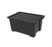Rotho Evo Easy Storage box 44l with lid, Plastic (PP recycled), black, 44l (58.5 x 39.0 x 27.9 cm)