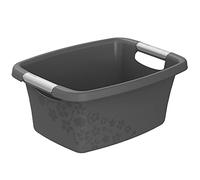 Rotho Flowers Laundry Basket 12 L, Plastic (PP) BPA-Free, Anthracite, 12 L (39.5 x 29.4 x 17.5 cm)