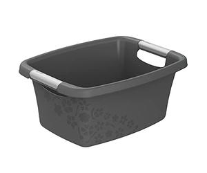 Rotho Flowers Laundry Basket 12 L, Plastic (PP) BPA-Free, Anthracite, 12 L (39.5 x 29.4 x 17.5 cm)