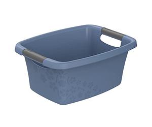 Rotho Flowers Laundry Basket, Plastic (PP), BPA-Free, Blue, 12 L, (39.5 x 29.4 x 17.5 cm)