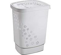 Rotho, Flowers, Laundry collector 55 l, Plastic (PP) BPA-free, grey, 55l (44,7 x 34,7 x 60,5 cm)