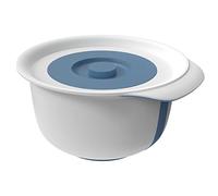 Rotho Fresh Mixing Bowl Set 1.2 L and 4 L with Lid for Baking White/Blue | Mixing Bowl with Lid, Splash Guard for Cleaner Stirring, Handle, Non-Slip Rubber Ring, Dishwasher Safe, Two Sizes for Baking