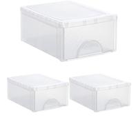 Rotho Frontbox small drawer box 1 drawer, Plastic (PP) BPA-free, transparent, klein (35.0 x 26.0 x 14.0 cm) (Pack of 3)