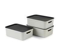 Rotho Jive Dekobox Set of 3 storage box 10l with lid, Plastic (PP recycled), 10l (37.5 x 27.8 x 13.5 cm), White