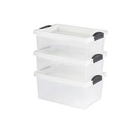 Rotho Jive Dome Set of 3 Storage Boxes 38 L with Lid, Plastic (PP) BPA-Free, White/Transparent, 3 x 38 L (58.3 x 40.5 x 35.6 cm)