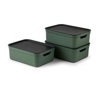 Storage Box with Lid Rotho Jive Dekobox Set of 3 Plastic Container Box 10L-White
