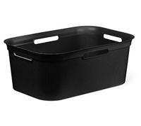 Rotho Laundry Basket, plastic (BPA-free), Black, 40 liters (60 x 40 x 23.2 cm),0236003