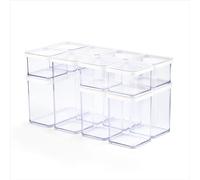 Rotho Loft Set of 12 Storage Jars with Lids, Stackable, Aroma-Proof, Dishwasher Safe, 40 x 20 x 21.4 cm (Transparent/White)