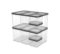 Rotho Loft Set of storage tins 10 pcs. LOFT, Plastic (PP) BPA-free, black, (32.3 x 22.3 x 32.4 cm)