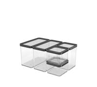 Rotho Loft Set of storage tins 5 pcs. LOFT, Plastic (PP) BPA-free, transparent, (32.3 x 22.3 x 16.6 cm)