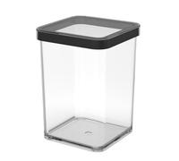 Rotho Loft Square Food Storage Container with Lid and Seal, Food Safe Kitchen Utensils, Organizer - Plastic (SAN) BPA Free - Transparent/Black (1 Litre Square)
