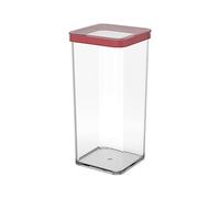 Rotho, Loft, square storage box 1.5l with lid and seal, Plastic (PP) BPA-free, transparent/red, 1,5l (10,0 x 10,0 x 21,4 cm)