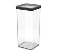 Rotho Loft Square Storage Jar with Lid and Seal, Food Safe, Storage Box, Kitchen Helper, Organiser - Plastic (SAN) BPA-Free, Transparent/Black (1.5 L Square), 1160508080