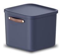 Rotho Maloja 40l Stackable Plastic Storage Box, Blue (Recycled PP), 39.5 x 38.0 x 34.0 cm