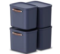Rotho Maloja Storage box 25 l, Plastic (PP recycled), 25 (39.5 x 26.5 x 34.0 cm) (Pack of 4)