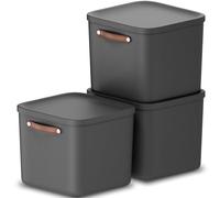 Rotho Maloja Storage box 40 l, Plastic (PP recycled), 40 (39.5 x 38.0 x 34.0 cm) Pack of 3