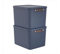 Rotho Maloja Storage Box, Set of 2, 55 L with Lid 53.5 x 40 x 34 cm (L x W x H)