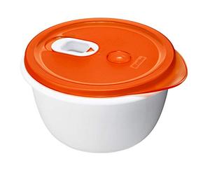 Rotho, Micro Clever, Bowl suitable for the microwave, Plastic (PP) BPA-free, red/white, 1,6l (19,0 x 19,0 x 10,5 cm)