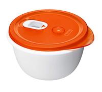 Rotho Micro Clever Storage Box 1.6 L for Microwave Oven with Lid Red/White | Food Storage and Meal Prep, 1.6 L Deep Plate, Vented Lid, Dishwasher Safe, for Cooking and Taking Prepared Meals Away