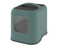 Rotho MyPet Biala Cat Litter Tray with Hood and Scoop, Made of Recycled Plastic, Green/Anthracite, 51 x 39.5 x 44.3 cm