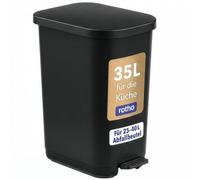 Rotho Orbe Kitchen Bin 35 L Pedal Bin with Lid Easy-Care PP for Daily Waste | Dustbin with foot pedal, 35 L capacity, easy-care PP, lid covers the top, practical for everyday household kitchen waste