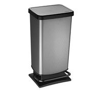 Rotho Paso Dustbin 40l with pedal and lid, Plastic (PP) BPA-free, carbon metallic, 40l (35,3 x 29,5 x 67,6 cm)
