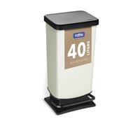 Rotho Paso Kitchen Bin 40 L Pedal Bin with Lid Soft Close White Metallic | Food Waste Bin, Odour-Sealing Lid, Wide Foot Pedal, Fingerprint-Resistant Finish, Concealed Bin Bag Edge, Stable Rubber Feet