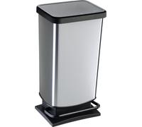 Rotho Paso Rubbish Bin, Metallic Grey, 40 L