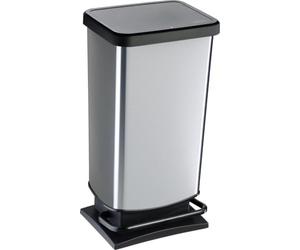 Rotho Paso Rubbish Bin, Metallic Grey, 40 L