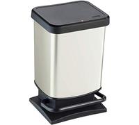 Rotho, Paso, Waste bin 20l with pedal and lid, Plastic (PP) BPA-free, white metallic, 20l (29,3 x 26,6 x 45,7 cm)